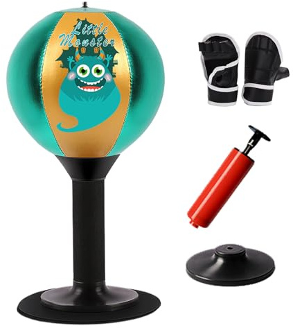 Xiwhuua Saco de boxeo de escritorio, pelota de boxeo resistente con ventosa, saco de boxeo inflable para adultos, para niños, niñas, amigos, adultos, entrenamiento, oficina, hogar, gimnasio, interior