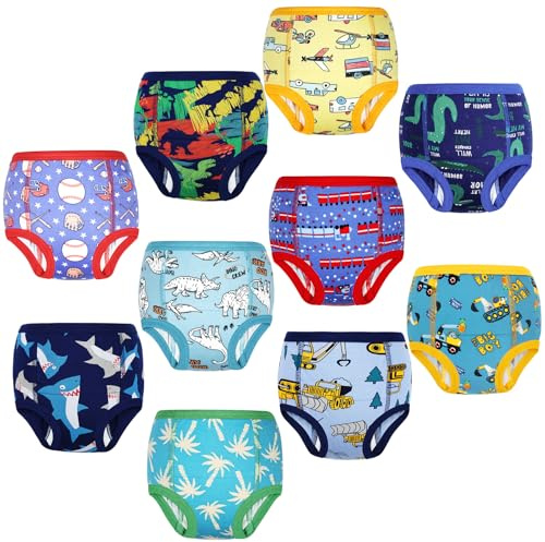 Confezione da 10 Mutandine da addestramento al vasino per Bambine e Bambini, Biancheria Intima Riutilizzabile per l'addestramento al vasino