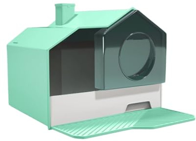 djurtoalett Kattsandlåda, helt sluten överdimensionerad kattsandlåda for stora katter och flera, enkel att rengöra med skopa matta Standard kattlådor(Green)