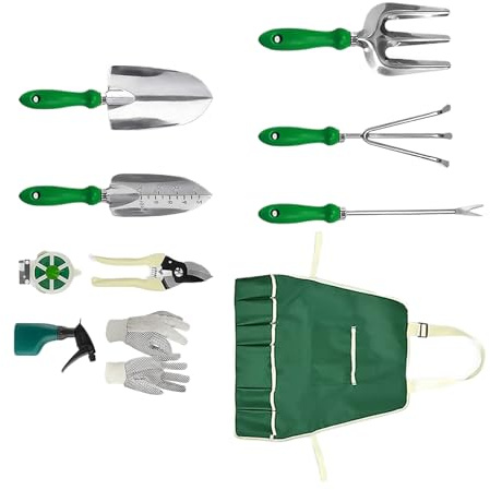 Juego De Herramientas De Jardinería | Equipo Resistentes,11 Piezas para Jardín,para Hombres Mujeres Madres Principiantes Jardineros Patio Césped Plantas Árboles