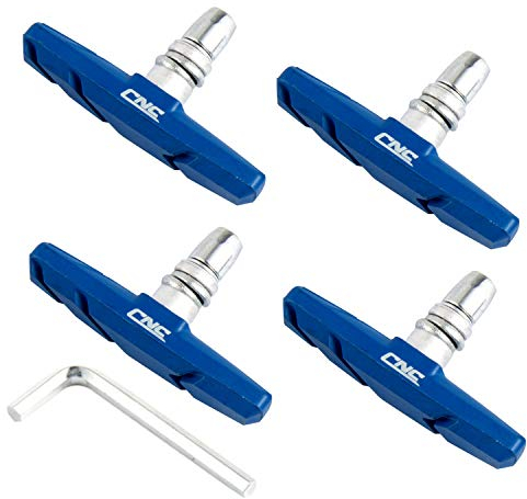 CNC V-Brake Bremsschuhe,2 Paar V Bremsen Bremsbeläge, Felgenbremse Beläge Bremsgummi,Cantilever Bremsbacken-Fahrrad Bremsblöcke.Blau