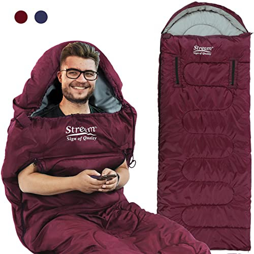 Camping Sleeping Bag - 3 Season Warm & Cool Weather - Summer, Spring, Fall, Lightweight Waterproof Sleeping Bag with Zippered Holes for Adults & Kids - Camping,Traveling, Music Festival and Outdoors