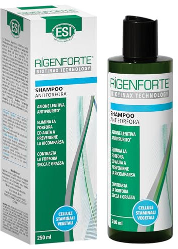 ESI - Rigenforte Shampoo Antiforfora con Biotinax, Contrasta la Forfora dei Capelli e il Sebo in Accesso, Deterge Delicatamente e Migliora la Salute del Capello, Dermatologicamente Testato, 250 ml