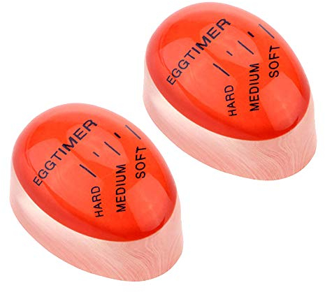 THETAG Eieruhr, 2 PCS Kochei Egg Timer Wählen Sie Die Reife Der Eier Nach Temperatur und Zeitänderungen Gekochte Eier Zum Frühstück（Rot）