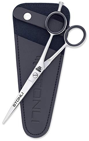 Stonli Hairdressing Scissors for Hairs Cutting - Stainless Steel 6 inch Hairs with Sharp Edge Hair Cutting Scissor - Barber Scissors with Pouch for Salon, Home, Men, Women (Silver)