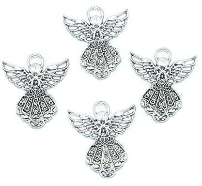 30pcs Craft Supplies Antique Silver Wings Angel Fairy Charms Pendants Jewelry Findings,for Earring Bracelet Necklace Jewelry DIY Craft Making 27 X 24mm (Antique Silver)