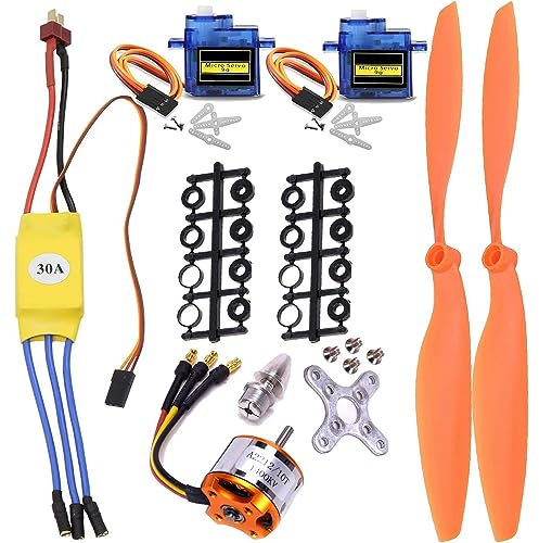 Kyrio RC A2212 1400KV Bürstenloser Motor Outrunner Brushless Motor 30A ESC-Motor Micro Servo 8060 Propellerset für RC Flugzeug Quadcopter Starrflügel Flugzeug
