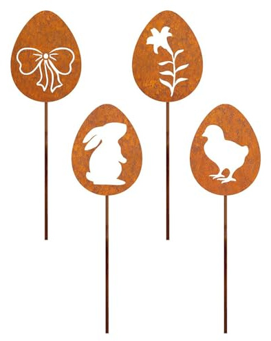 Decorazione del giardino degli animali in metallo, arte del giardino, animali arrugginiti, decorazione esterna, palo decorativo per esterni, accessori per prato