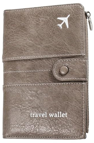 kiptyg Portapassaporto, Porta Passaporto, Portafoglio da Viaggio in Pelle PU, Custodia per Passaporto Portatile, Portadocumenti da Viaggio per Conservare Passaporto, Denaro, Carte di Credito (Grigio)