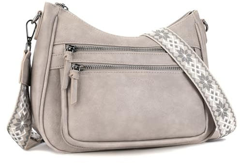 VIMUTI Sac à bandoulière pour femme de taille moyenne, léger, en cuir végétalien, sac bandoulière pour femme avec de nombreux compartiments, sac à main pour femme avec large bandoulière réglable, 04