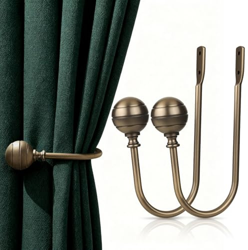 Grandes Embrasses de Rideaux, 2pcs Support de Rideaux Fixation Murale Embrasses de Draperie Rétro Crochet de Fenêtre pour Décoration d'Intérieur