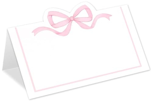 50 segnaposto rosa con fiocco per la tavola, segnaposto rosa per matrimoni, decorazioni per feste di compleanno, matrimonio, Natale