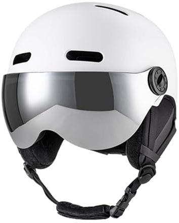 Luocute Ski Helmet, Snowboard Helmet with Goggles EPS Liner 12 Vents Detachable Liner Ear Pads, with Removable Visor, for Men Women Youth Indoor Outdoor Winter (M Head Circumference 55 58CM)