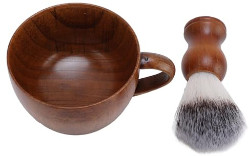 Dioche 2-teiliges Rasierpinsel-Set für Männer, Premium-Nylon-Holzschalen-Pflegeset mit Schaumschale, Ideal für Reisen und Geschenke
