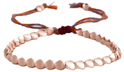 LKJAUOZ Bracelets tibétains tressés en cuivre faits à la main - Réglable - Perles colorées - Style perle trilatérale, 16-26 cm / 6.3-10.2 inches, perles et fil de cuivre