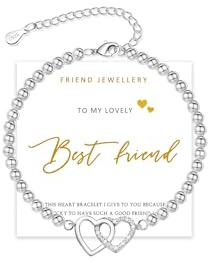 ZIIERMOSS friendship gifts for Women S925 Sterling Silver Beads Friendship Bracelet Adjustable Silver Bracelet for Women with Love Hearts Jewellery Birthday Gifts for Bestfriend Female Friends