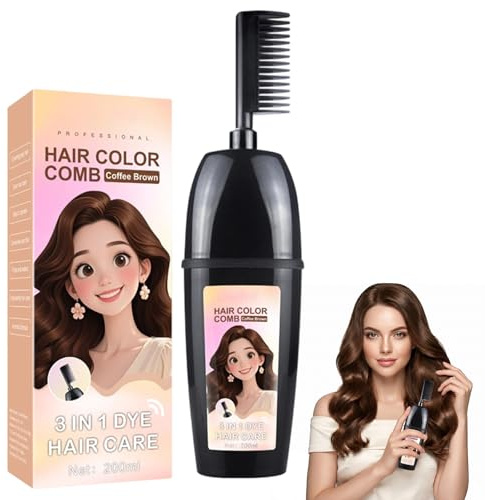 Shampoo Colorante Capelli 3 in 1 Castano Caffè (200ml) - Copertura Capelli Bianchi Istantanea con Pettine Applicatore, Tinta Naturale per Uomo e Donna, Risultato Professionale a Casa