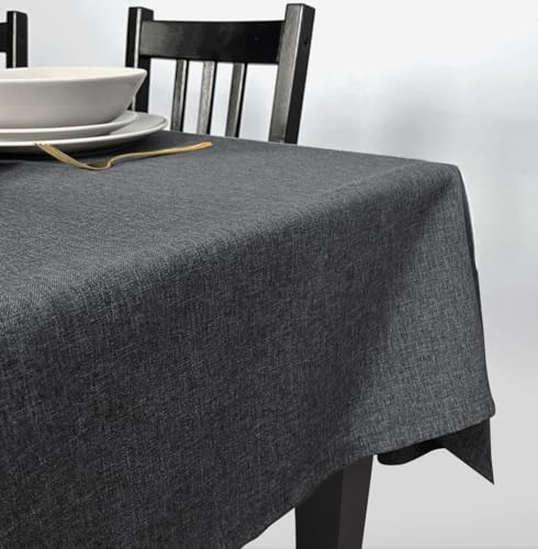 Rollmayer Hersteller abwaschbar Tischdecke Wasserabweisend/Lotuseffekt (Melange Aschgrau 20, 120x120cm) Leinenoptik Tischtuch mit pflegeleicht Fleckschutz, Quadratisch, 4 Farbe & Größe wählbar