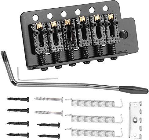 Vbest life Gitarren Single Tremolo Steg, 6 Saitiges Gitarren Tremolo System mit Roller Single Lock, Passend für Gitarren Tremolo Steg(Schwarz)