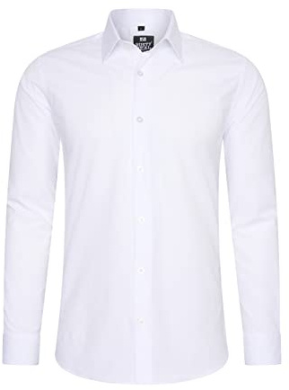 Rusty Neal Camicia da uomo Premium Slim Fit a maniche lunghe Stretch Grigio con colletto Kent Camicia Business Camicia per il tempo libero M, bianco, XXL