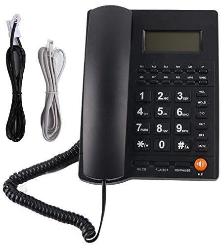 Telefono con Filo, Telefono Fisso per Chiamate in Vivavoce con Pulsante Grande per Family Office e Chip Vocale Integrato per Hotel