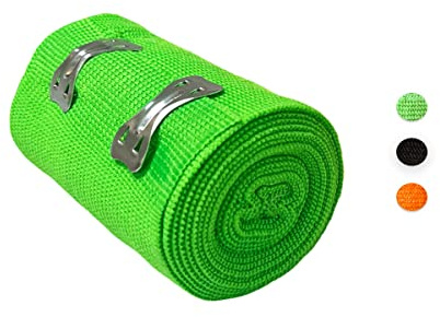 Degasa Elastic Bandage wrap with Closures Clips, 1 Pack, Random Color, Comfortable Design, Support for Ankle, Knee Claves Wrist arm Leg sprains First Aid Compression Roll 3” W x 5.4 yds L