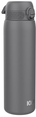 ION8 Borraccia Termico 1 Litro, Acciaio Inox Isolamento, a Prova di Perdite, Facile da Aprire, Serratura Sicura, Lavabile in Lavastoviglie, Maniglia per il Trasporto, Ideale per Sport e Yoga, Grigio