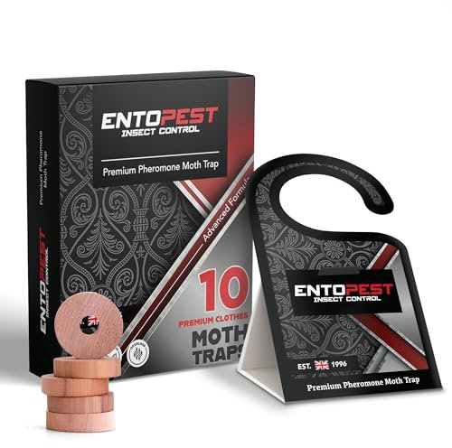 Entopest | 10 Moth Monitoring Peds + 5 Natural Cedar Rings – Detect Clothes Moth Activity in Wardrobes & Rooms – Compatible with Entopest Hanger Units