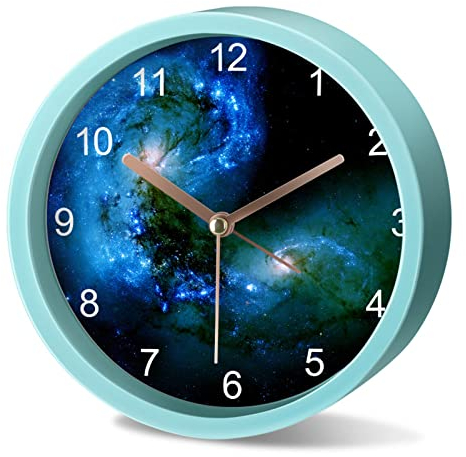 SWECOMZE Wecker Kinder Jungen, Kinderwecker Ohne Ticken, Cartoon Weltraum Astronauten Wecker Lernwecker Analog Wecker für Kinder, Mädchen, Schlafzimmer, Geburtstagsgeschenke (NZ163)