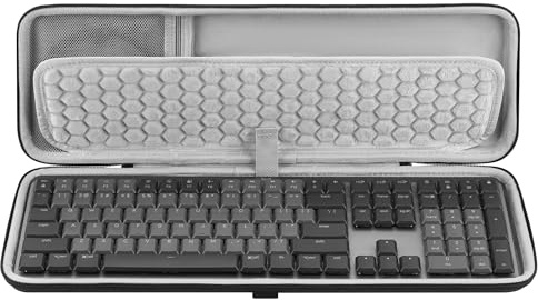 Geekria Keyboard Carrying Case, Compatible with Logitech MX Mechanical Wireless / MK955 / Signature Slim K950 / G413 SE, Hard Shell Travel Bag (Dark Gray)