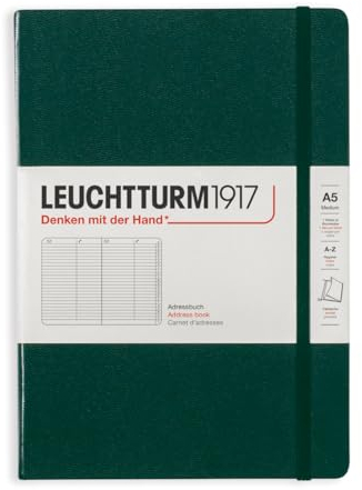 LEUCHTTURM1917 370360 Adressbuch Medium (A5), Hardcover, Forest Green