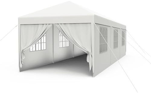 YRHome Carpa para fiestas, 3 x 9 m, estable, resistente al agua, resistente al invierno, protección UV, para jardín, jardín, tienda de campaña, con paneles laterales y ventanas, para jardín y camping