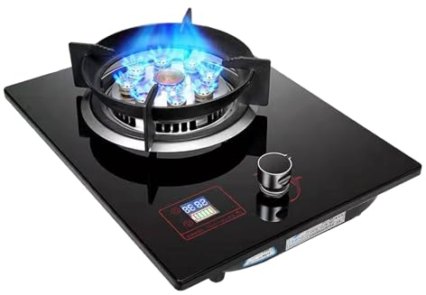 Cuisiniere Gaz - Gaziniere Gaz, Brûleur De Table De Cuisson En Verre Trempé Avec Minuterie, Cuisinière À Gaz À Usage Domestique, Cuisinière À Gaz De Cuisine Pratique(LPG)