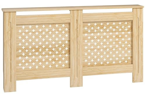 HOMCOM Cubre Radiadores Cubierta para Radiador de MDF 152x19x82 cm Cubreradiador para Salón Dormitorio Pasillo Roble