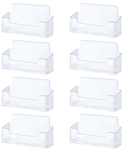 IETWATE 8PCS Business Card Holders Display, Plastic Business Card Holder for Displaying Business Cards Personalised, Transparent Business Card Box 95x23x48mm, for Office Hotel Exhibition Countertop