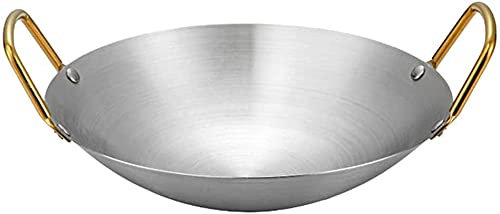 YXUANYZNB Padella per paella, in acciaio inox, forma rotonda, wok cinese per casa, esterni, ristorante, 27,8 x 7,2 cm
