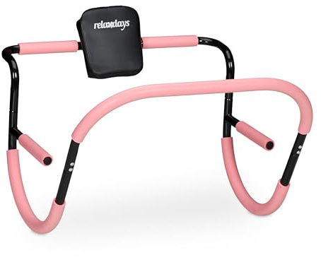 Relaxdays Appareil abdominaux, pour s’entraîner chez soi de manière Efficace, HxLxP : 68,5 x 69 x 65 cm, Rose et Noir