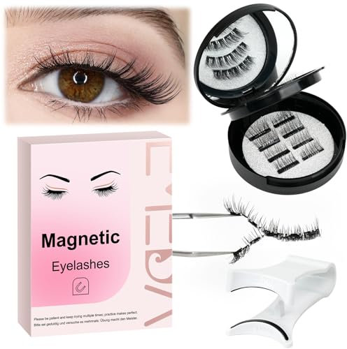 EMEDA Magnetic Eyelashes Natural Look Reusable Magnet Lashes with Applicator No Glue Needed Magnetic Eye Lashes Kit Cat Eye Magnet Half Lashes without Eyeliner (B-Style)