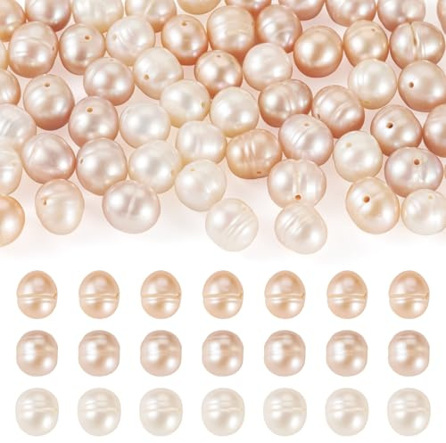 Crafans 60 cuentas de perlas cultivadas naturales de agua dulce, 3 estilos, joyería en forma de patata, cuentas de perlas de agua dulce para manualidades, pulseras, collares, aretes, fabricación de