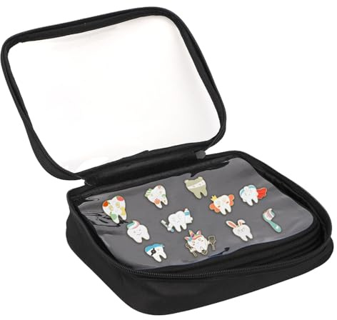 BOXOB Libro Exhibición Pines Esmalte, 6 Páginas Tablero Colección Pines Solapa Libro Intercambio con Película Protectora Transparente Bolsa Colección Organizador Almacenamiento Broches Viaje(Negro)