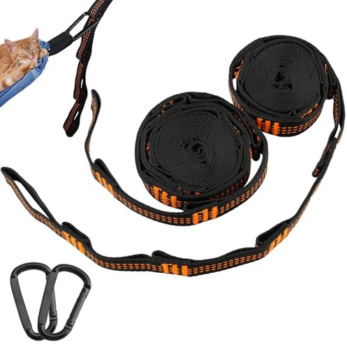 Foydream 2 Pcs Correas de Hamacas, 2 m x 2,5 cm Correas de Columpio 300kg, Cuerda de Suspensión para Hamaca con 2 Mosquetones, Faijación para Hamacas para Saco Boxeo, Silla Colgante, Columpio, Yoga