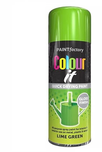 SuperGift.com 400ml Quick Drying Lime Green Gloss Spray Paint, Lime Green Color, High Gloss Finish, Multi-Surface Aerosol Paint for Indoor and Outdoor Use