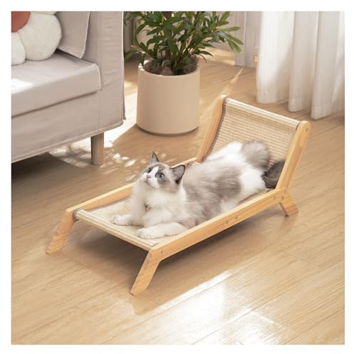 Avont Cat Scratcher Bed, Natural Sisal Scratching Pad Solid Wood Frame Cat Lounge Chair Couch for Indoor Cats -Extra Large
