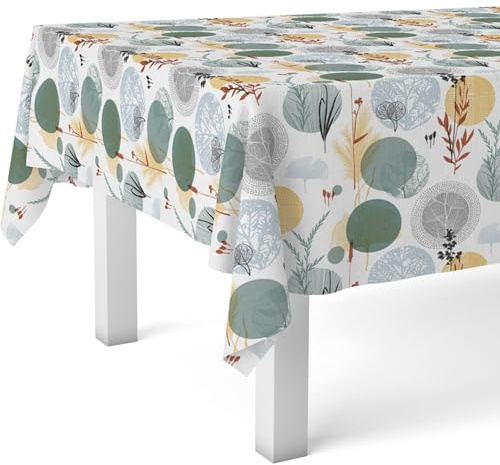 ECOMMERC3 Nappe en Toile cirée rectangulaire Taille 220 x 140 cm - Style, durabilité et Facile d'entretien pour Votre Table - Nappe en Toile cirée Anti-Taches et imperméable - Sienne Verte