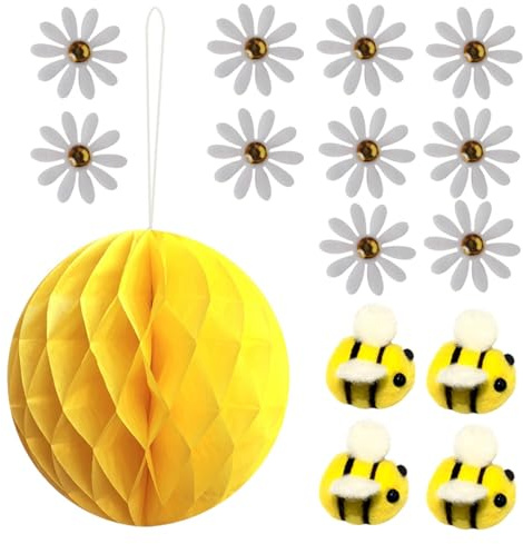 jojofuny Decorazioni Sospese a Sfera a Nido D’Ape in Carta Gialla Set Fai da Te per Feste e Matrimoni Ciondoli Artigianali per Allestimenti Interni e Festival