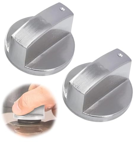 YIPFEN 2 Pezzi Accessori per Forno e Piano Cottura Manopole Universali per Fornelli a Gas in Lega di Zinco Interruttori Rotativi in Metallo (6 mm) (Argento)