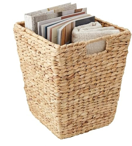 Relaxdays Cestino in giacinto d'Acqua, A x L x P: 30 x 25 x 25 cm, per Ufficio e Soggiorno