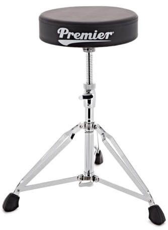 Premier Artist Drum Throne | Reliable round-top throne, 28cm seat diameter, height adjustable 470-600mm, double-braced legs