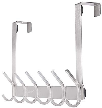 YUMORE SUS 304 Crochet de porte en acier inoxydable avec 12 crochets pour suspendre des manteaux, des vêtements, des sacs, des serviettes, des peignoirs pour chambre à coucher, salle de bain