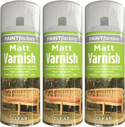 Clear Matt Varnish Spray Wood Varnish Can 250ml Pack of 3
